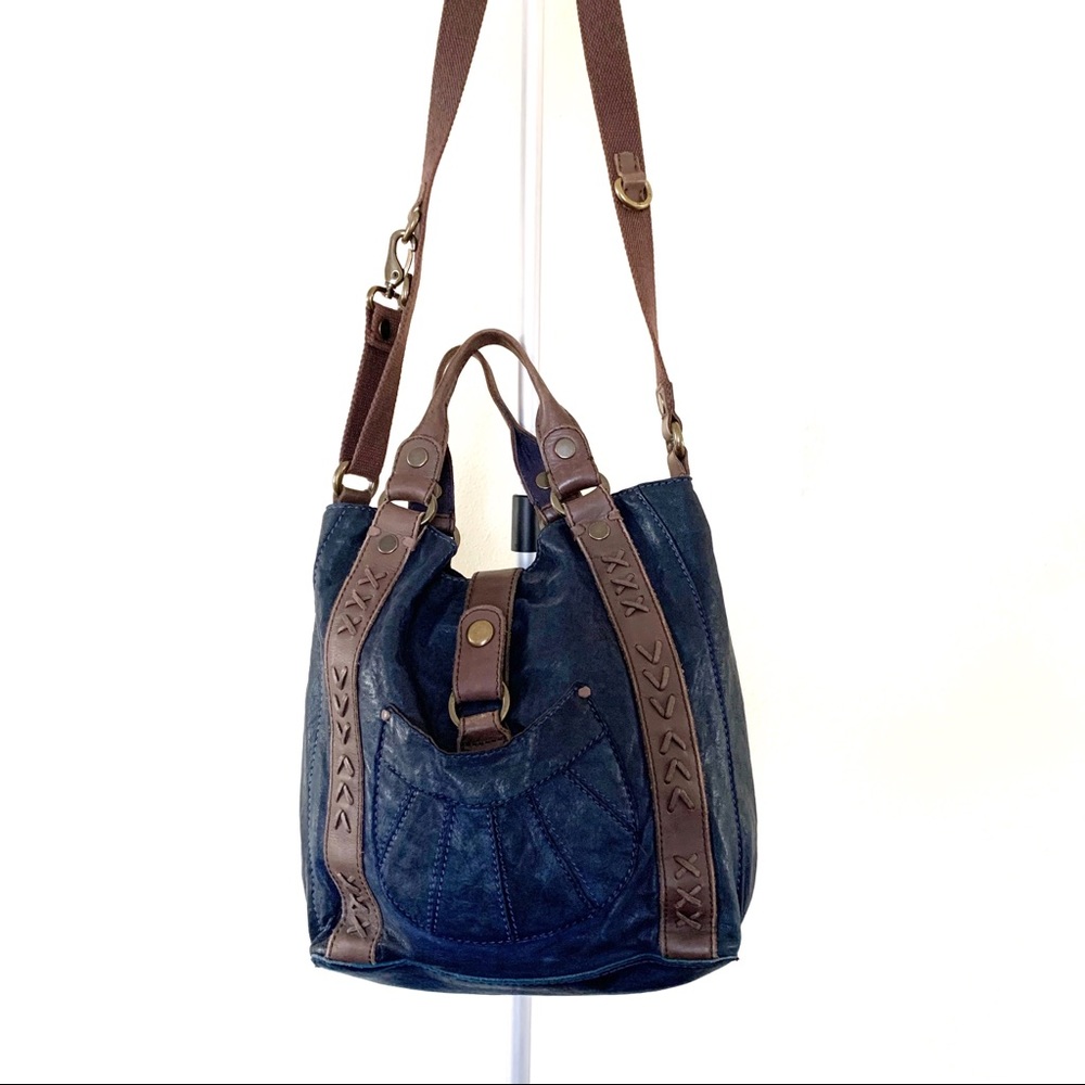 Lucky Brand Blue Tote Leather Crossbody Bag